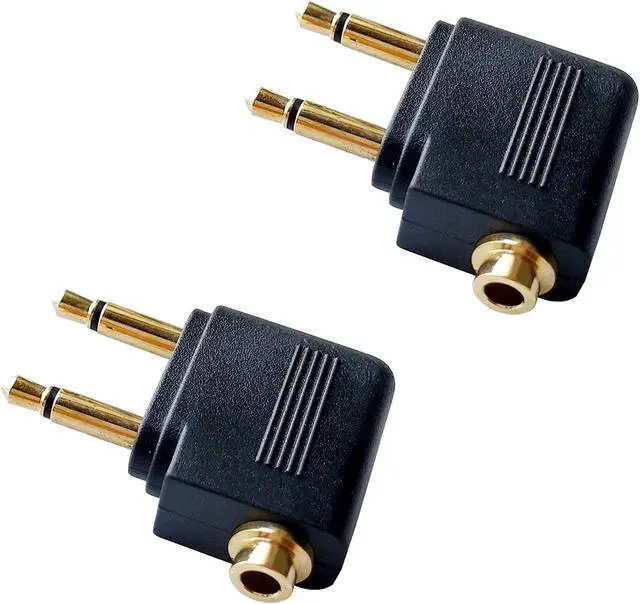 Alt view image 3 of 7 - Dual 3.5mm Male to 3.5mm Female Airplane Headphone Adapter Gold Plated (2 Pack)