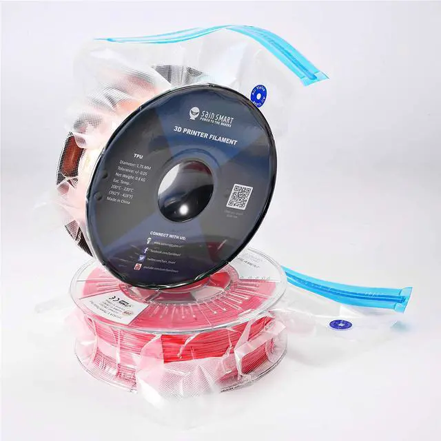 Alt view image 2 of 4 - eVacuum 3D Printer Filament Storage Kit Filament Vacuum Bags Vacuum Compression Storage Bags, Prevent and Monitor Moisture - 10 Bags with 15 Desiccants, 15 Humidity Indicator Cards and 1 Hand Pump