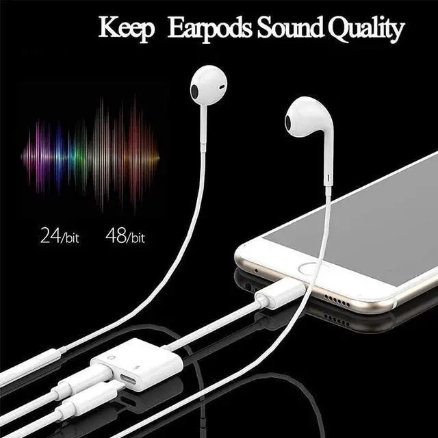 Alt view image 3 of 6 - [Apple MFi Certified] 2PACK Dual Lightning Headphone Adapter for iPhone Splitter Audio and Charge Support All iOS System Compatible with iPhone 14/13/12/11/XS/XR/8/7/6