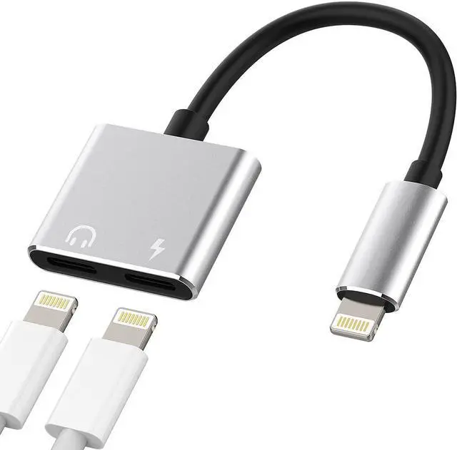 Main image of Earphone Connector Compatible with iPhone Headphone Adapter Compatible for Lightning Double to Audio Jack and Charger Dongle Headset Charging Splitter 11 12 pro 7 8plus xs xr x for ipad air for Apple