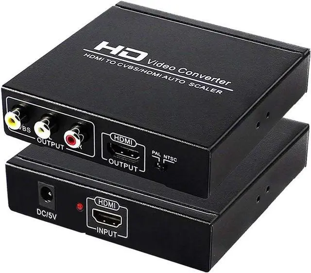Main image of HDMI to RCA and AV 3RCA Converter Adapter Support 1080P PAL NTSC for HD TV and Older TV (Black Iron Shell)