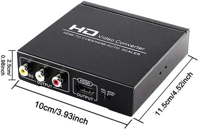 Alt view image 3 of 6 - HDMI to RCA and AV 3RCA Converter Adapter Support 1080P PAL NTSC for HD TV and Older TV (Black Iron Shell)
