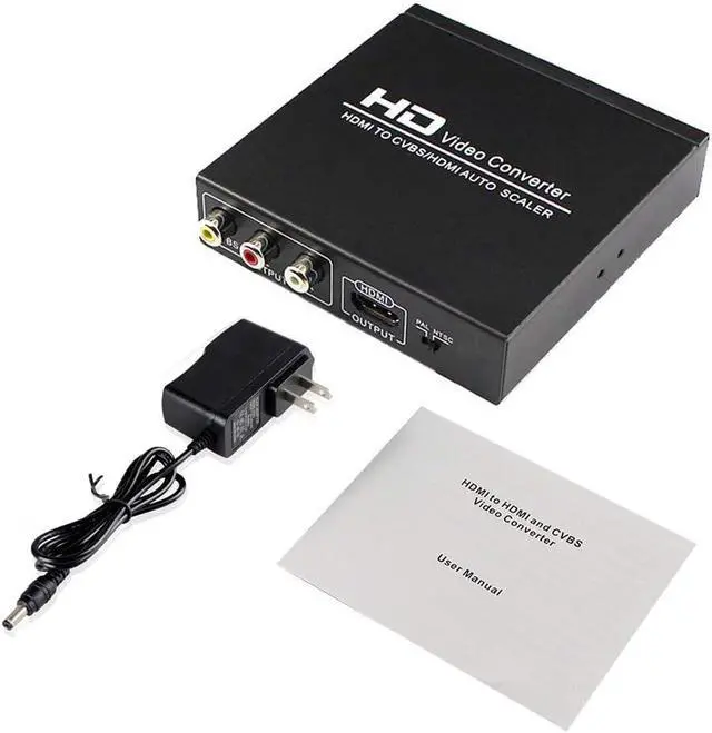 Alt view image 5 of 6 - HDMI to RCA and AV 3RCA Converter Adapter Support 1080P PAL NTSC for HD TV and Older TV (Black Iron Shell)