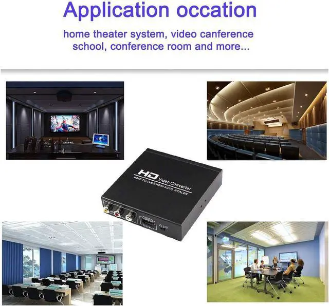 Alt view image 6 of 6 - HDMI to RCA and AV 3RCA Converter Adapter Support 1080P PAL NTSC for HD TV and Older TV (Black Iron Shell)
