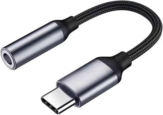 Main image of USB C to 3.5mm Headphone Adapter VIENON USB Type C Dongle Audio Jack Converter DAC Chip Braided Cable Aux Earbuds Adapter for Samsung Galaxy S21+ Ultra S20 FE Note 20 OnePlus 8T 9 Pro 7T Pixel5 Black