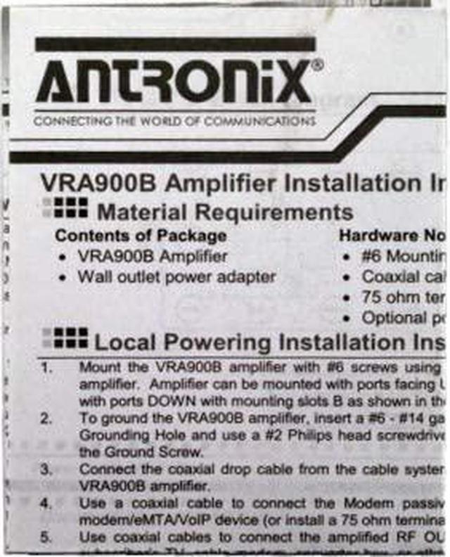 Alt view image 5 of 5 - 9 Port Bi-Directional Cable TV Splitter Signal Booster/Amplifier with Active Return Zero Signal Loss VoIP Telephone Bypass Port and F59 Terminators Antronix VR900B/AC