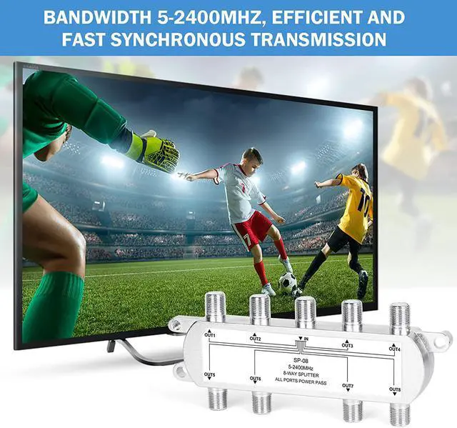 Alt view image 4 of 7 - Digital 8-Way Coaxial Cable Splitter 5-2400MHz RG6 Compatible Work with Satellite/Cable TV and Internet CATV Antenna System.(COAXIAL Cable NOT Included)