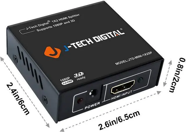 Alt view image 3 of 5 - 4K HDMI Splitter 1 in 2 out 1X2 Powered Splitter for Dual Monitors by Power Adaptor included [JTD-MINI-1X2SP]