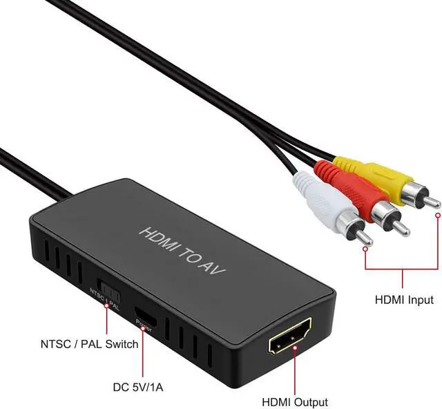 Alt view image 6 of 7 - HDMI to AV Converter HDMI to RCA Composite Converter Adapter Support PAL/NTSC Support 1080P Compatible with /Fire Sitck/PS4/Xbox/Spectrum Box/Old Sanyo TV/Old LG TV/Old CRT ect.