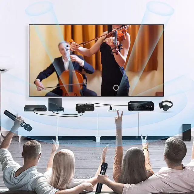 Alt view image 6 of 7 - 4K@60Hz eARC HDMI Swtich Audio Extractor, NEWCARE 2x1 HDMI Audio Converter with Remote Control, 7.1CH Atmos/ eARC/ARC/ Optical Toslink SPDIF/ Coaxial/ 3.5mm Audio Out, Supports HDCP2.3, HDMI2.0b