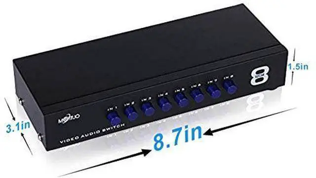 Alt view image 4 of 15 - 8-Way AV Switch RCA Switcher 8 in 1 Out Composite Video L/R Audio Selector Box for DVD STB Game Consoles CV0235