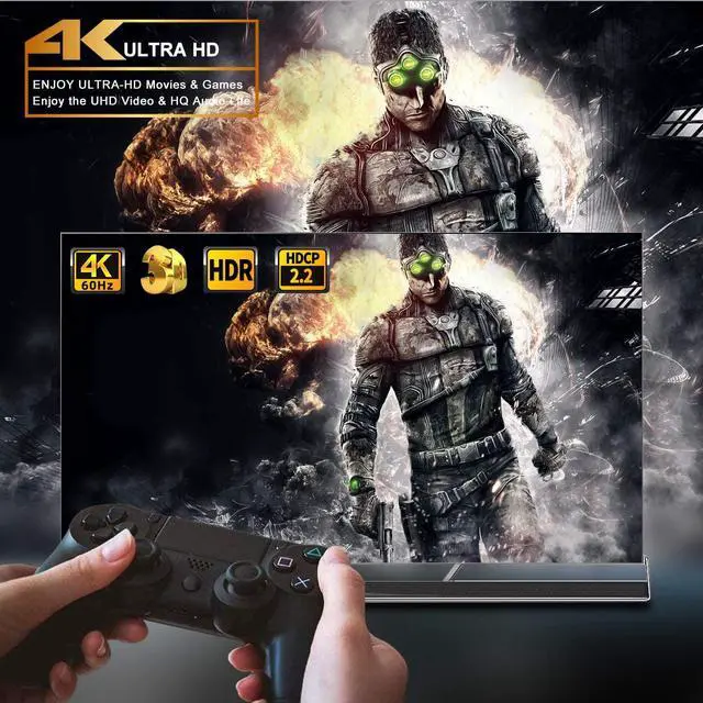 Alt view image 7 of 7 - SGEYR HDMI 2.0 Switch 4 Port, HDMI Switch Splitter 4 in 1 Out, Metal HDMI Switcher 4K with IR Remote, Support HDCP 2.2 Support 4K@60Hz Ultra HD 3D 2160P 1080P, Compatible for PS3/PS4,Xbox