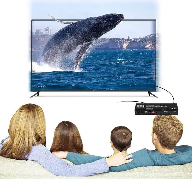 Alt view image 7 of 7 - Links 4K@60Hz 4x2 HDMI Matrix Switch, HDMI 2.0b Matrix Switch 4 in 2 Out, 4K HDMI Switcher Splitter + Optical and L/R Audio Output, Scaler EDID with Remote, HDCP2.2, HDR 10