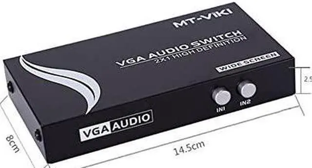 Alt view image 2 of 3 - VGA Switch Video Audio Switcher Box (HDDB15 + 3.5mm) for PC Sharing (2 Port vga Switch with Audio)