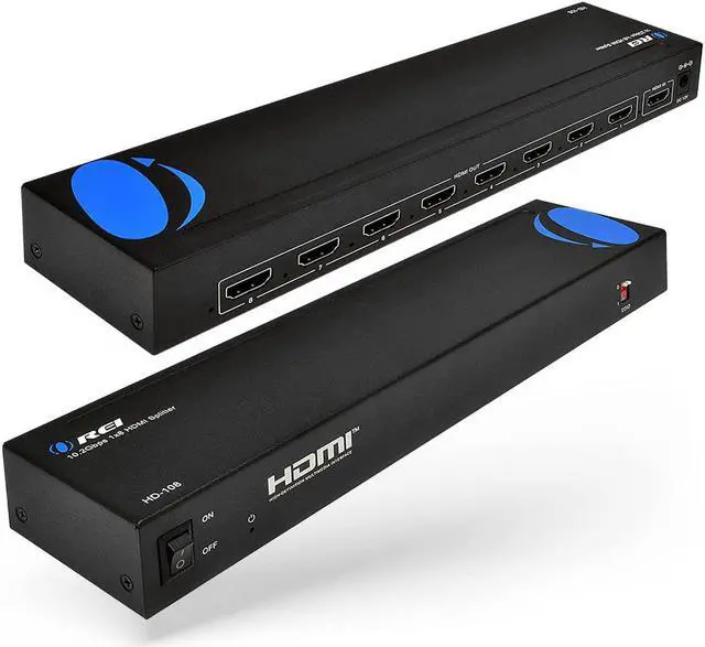 Main image of 1080p 1x8 HDMI Splitter by OREI - 1 Port to 8 HDMI Display Duplicate/Mirror - Powered Splitter Ver 1.3 Certified for Full HD 1080P High-Resolution 3D Support (One Input To Two Outputs) - HD-108