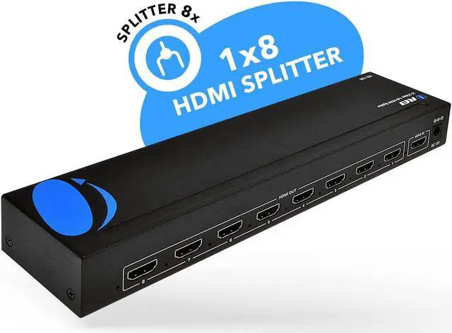 Alt view image 4 of 7 - 1080p 1x8 HDMI Splitter by OREI - 1 Port to 8 HDMI Display Duplicate/Mirror - Powered Splitter Ver 1.3 Certified for Full HD 1080P High-Resolution 3D Support (One Input To Two Outputs) - HD-108