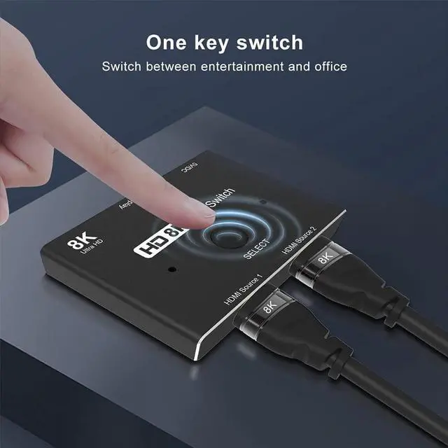 Alt view image 6 of 7 - CABLEDECONN HDMI 2.1 Ultra HD 8K High Speed 48Gbps Directional Switch Adapter 2in 1out 8K@60Hz 4K@120Hz Converter Compatible with XBOX PS5 Projectors Monitors