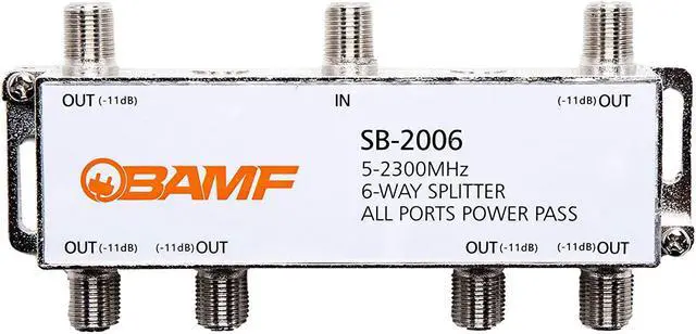 Alt view image 2 of 7 - BAMF 6 Way Coaxial Cable Splitter Bi-Directional Coax MoCA 5-2300MHz RG6 Compatible Nickel Plated Cable Splitter 2 Way Internet and TV Splitter Satellite Antenna Analog/Digital Connections