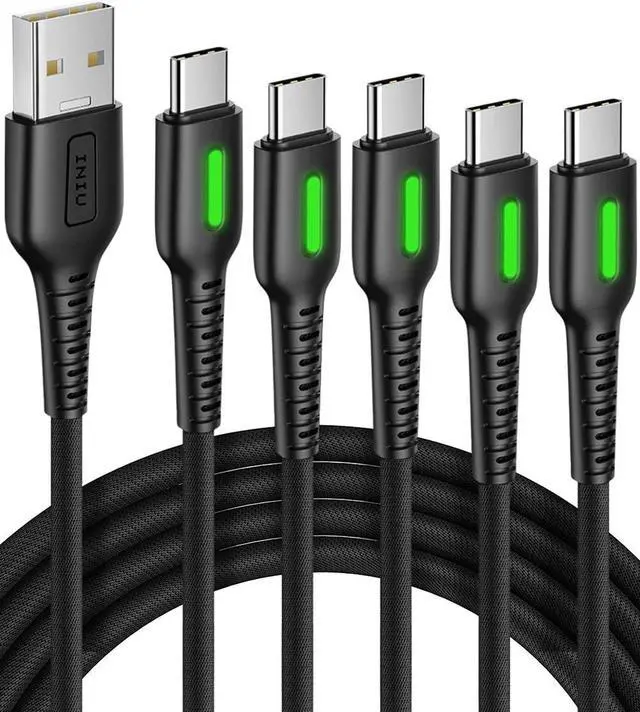 Main image of INIU USB C Cable, [5 Pack 3.1A] QC 3.0 Fast Charging USB Type C Cable, (1.6+3.3+3.3+6.6+6.6ft) Nylon Braided Phone Charger USB-C Cord for Samsung Galaxy S21 S20 S10 Plus Note 10 LG Google Pixel etc