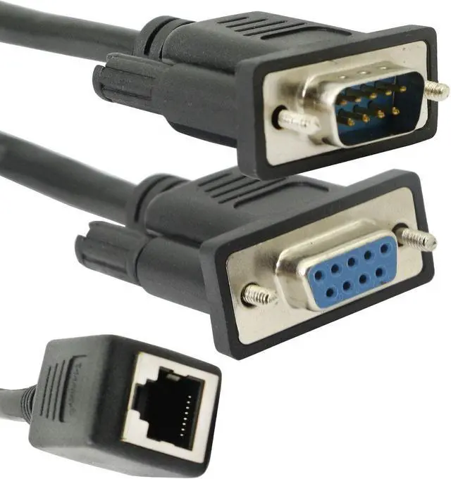 Alt view image 2 of 4 - DB9 RS232 to RJ45 Extender DB9 9-Pin Serial Port Female&Male to RJ45 CAT5 CAT6 Ethernet LAN Extend Adapter Cable-2pcs (2-Cable)
