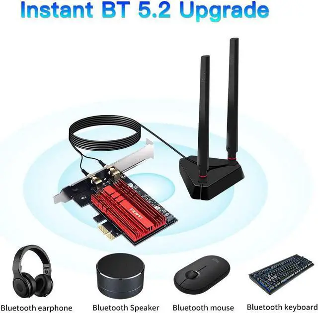 Alt view image 4 of 6 - WiFi 6E AX210NGW Card AXE5400 PCI-E Network Card Tri-Band BT5.2 Wireless Gigabit 802.11ax ac 6GHz 5GHz 2.4GHz MU-MIMO for Desktop PC PCIe WiFi Adapter Windows 10/11 with 1.2m SMA High Gain Antennas