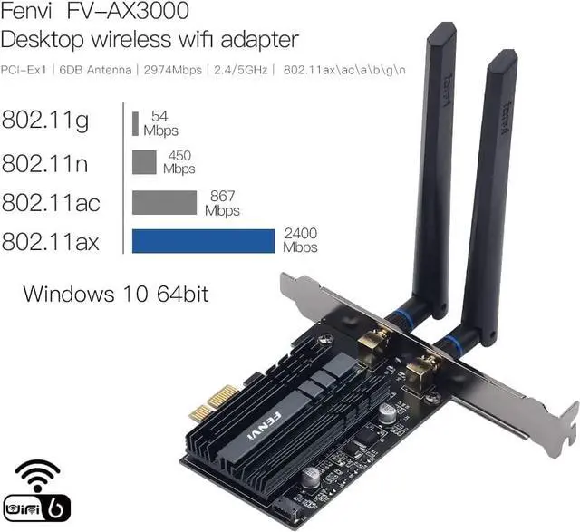Alt view image 4 of 7 - WiFi 6 AX200 PCI-E WiFi Card BT5.2 Dual Band AX3000Mbps Desktop AX200NGW 802.11ax 5Ghz 2.4Ghz 160MHz MU-MIMO Next-Gen Wireless Network Adapter for Gaming Fans OFDMA Miracast Only Support Windows 11 10