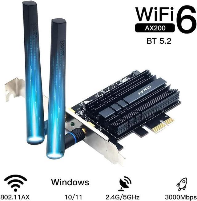WiFi 6 AX200 PCI-E WiFi Card BT5.2 Dual Band AX3000Mbps Desktop AX200NGW  802.11ax 5Ghz 2.4Ghz 160MHz MU-MIMO Next-Gen Wireless Network Adapter for  Gaming Fans OFDMA Miracast Only Support Windows 11 10 