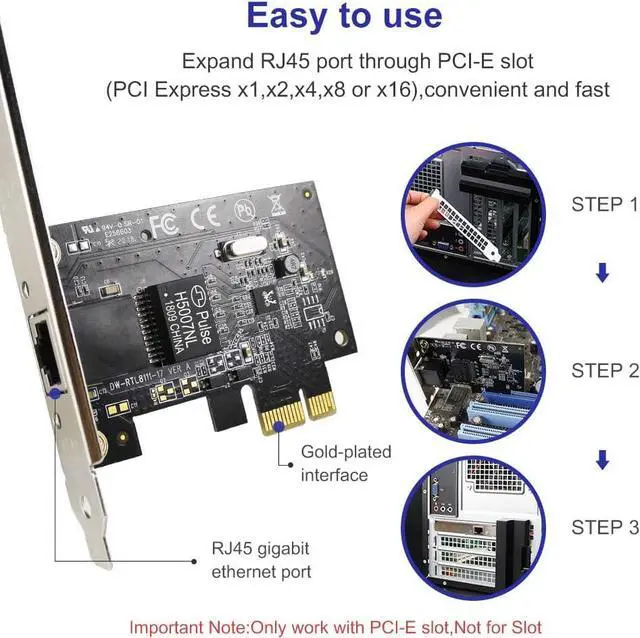 Alt view image 2 of 7 - EDUP Gigabit Ethernet PCI Express PCI-E Network Card 10/100/1000Mbps RJ45 LAN Adapter Converter for Desktop PC, Model Number: EDUP-EP-9602