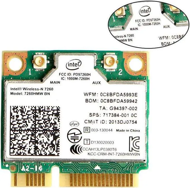 Alt view image 2 of 7 - Intel Dual Band Wirless- Intel 7260.HMW Dual Band Wireless Card-AC 7260 Network Adapter+Bluetooth 4.0 USE for Intel AC Half Mini Pcie Card 802.11 b/a/g/n/ac(1 Pack)
