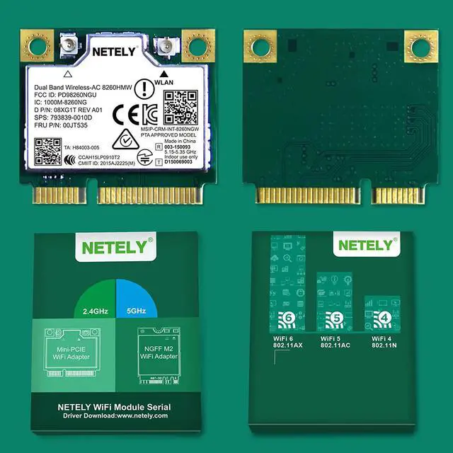 Alt view image 6 of 6 - NETELY Wireless-AC 8260HMW Mini-PCIE Interface WiFi Adapter-Wireless-AC 1200Mbps (2.4GHz 300Mbps & 5GHz 867Mbps) Network Card with WiFi Audio Adapter (Wireless-AC 8260HMW)