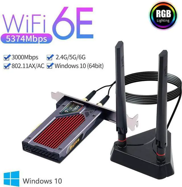 Alt view image 3 of 7 - fenvi AX210 WiFi 6E PCI-E WiFi Adapter BT5.2 RGB Gaming 802.11ax ac 160MHz 2.4GHz 5GHz 6GHz Tri-Band 5400Mbps AX210NGW Desktop WiFi Card for PC Windows(Only WiFi 6E Router Antennas Support 6Ghz Band)