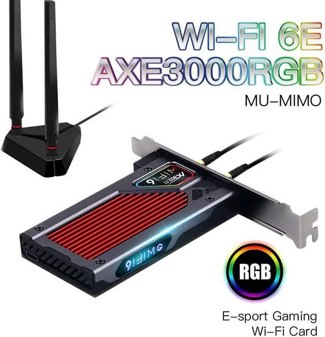 Alt view image 4 of 7 - fenvi AX210 WiFi 6E PCI-E WiFi Adapter BT5.2 RGB Gaming 802.11ax ac 160MHz 2.4GHz 5GHz 6GHz Tri-Band 5400Mbps AX210NGW Desktop WiFi Card for PC Windows(Only WiFi 6E Router Antennas Support 6Ghz Band)