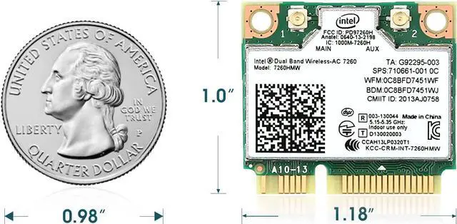 Alt view image 3 of 7 - 7260HMW WiFi Card, Dual Band Wireless-AC 7260 Mini PCIe Network Adapter with Bluetooth 4.0 Support Windows 10, Windows 8, Windows 7, WiFi Module Work with Laptop/Notebook