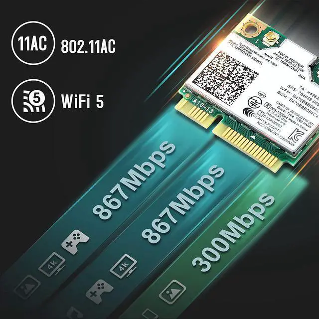 Alt view image 6 of 7 - 7260HMW WiFi Card, Dual Band Wireless-AC 7260 Mini PCIe Network Adapter with Bluetooth 4.0 Support Windows 10, Windows 8, Windows 7, WiFi Module Work with Laptop/Notebook