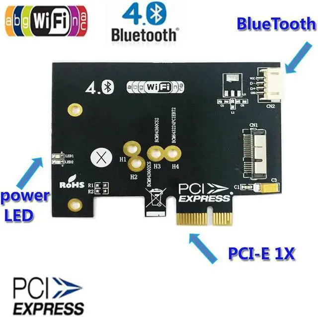 Alt view image 2 of 7 - BCM943224PCIEBT2/bcm94360CS2/BCM943602CS WiFi + Bluetooth 4.0 Card to PCI-E x1 Adapter for PC/Hackintosh
