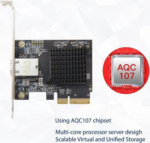 Alt view image 3 of 6 - Syba 1 Port 10 Gigabit Ethernet Network Card - PCIe x4 10Gb 10GBASE-T NIC AQTION AQC107-10Gbps Ethernet PCI-Express x4 Adapter SD-PEX24055