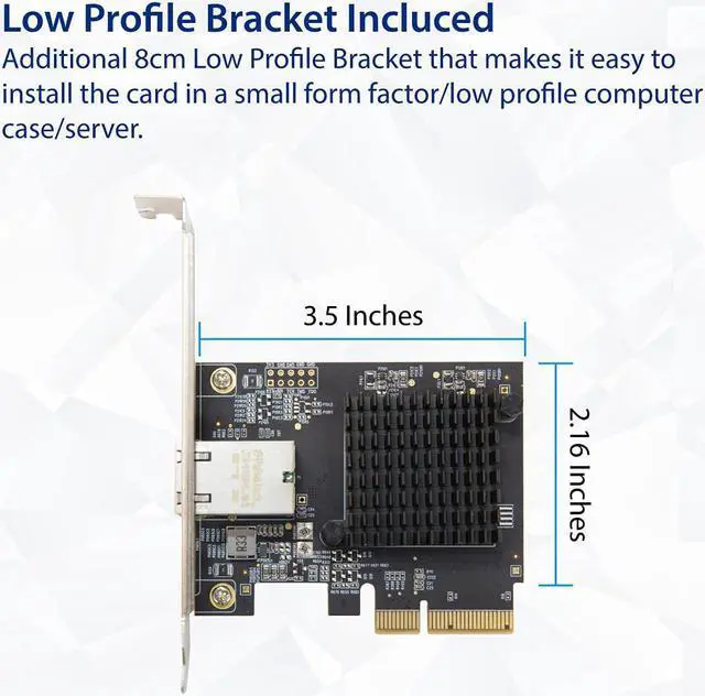 Alt view image 2 of 6 - Syba 1 Port 10 Gigabit Ethernet Network Card - PCIe x4 10Gb 10GBASE-T NIC AQTION AQC107-10Gbps Ethernet PCI-Express x4 Adapter SD-PEX24055