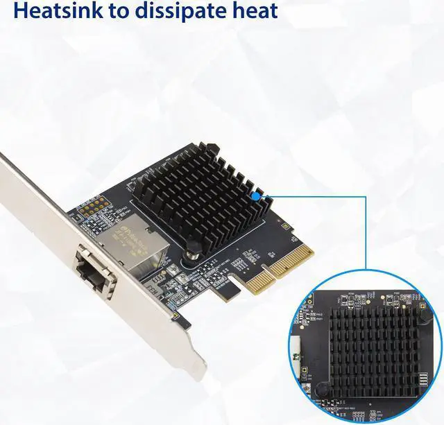 Alt view image 4 of 6 - Syba 1 Port 10 Gigabit Ethernet Network Card - PCIe x4 10Gb 10GBASE-T NIC AQTION AQC107-10Gbps Ethernet PCI-Express x4 Adapter SD-PEX24055