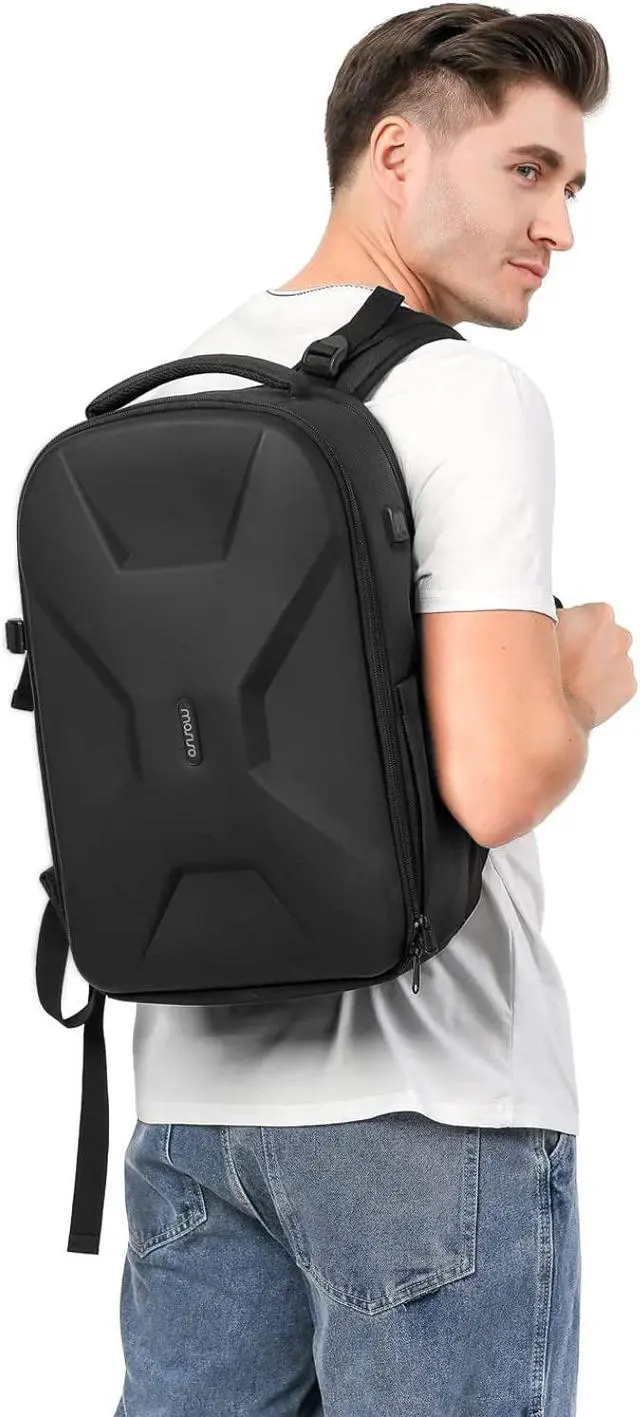 Alt view image 7 of 7 - MOSISO 15.6-16 inch 35L Laptop Backpack with USB Charging Port for Women Men, Waterproof Hardshell Travel Business Computer Bag, Anti-Theft Daypack with Luggage Strap, Black