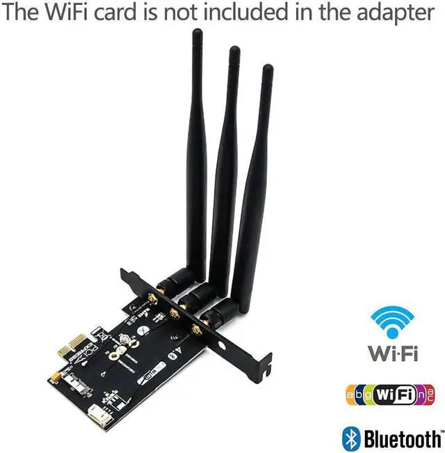 Alt view image 2 of 7 - WiFi + Bluetooth 4.0 Card to PCI-E x1 Adapter Card PC/Hackintosh Without BCM943224PCIEBT2/bcm94360CS2/BCM943602CS (Black) (WiFi + Bluetooth 4.0)