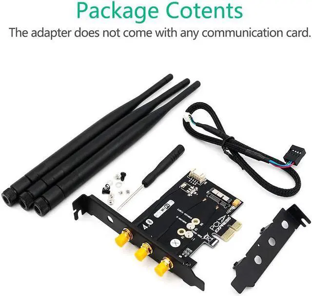Alt view image 7 of 7 - WiFi + Bluetooth 4.0 Card to PCI-E x1 Adapter Card PC/Hackintosh Without BCM943224PCIEBT2/bcm94360CS2/BCM943602CS (Black) (WiFi + Bluetooth 4.0)