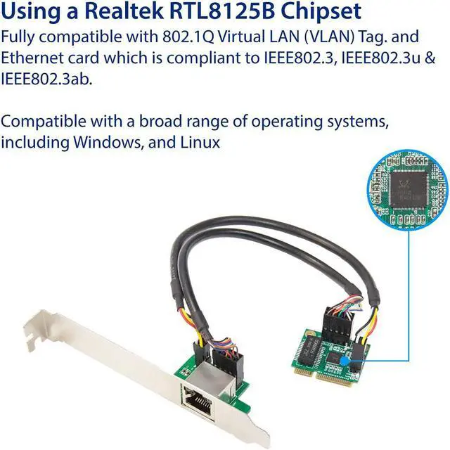 Alt view image 3 of 6 - IO CREST 2.5 Gigabit Ethernet Mini PCI-E Network Controller Card 10/100/1000/25000 Mbps RJ45 LAN Adapter Converter for Desktop PC,SI-MPE24073