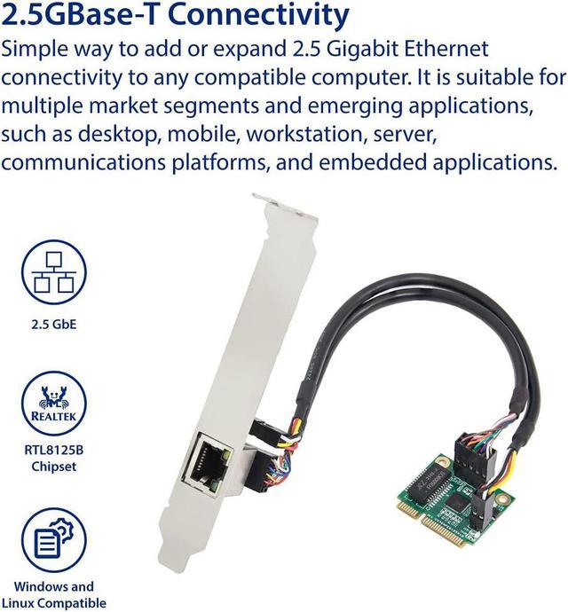 IO CREST 2.5 Gigabit Ethernet Mini PCI-E Network Controller Card 10/100/1000/25000 Mbps RJ45 LAN Adapter Converter for Desktop Network Interface - Newegg.com