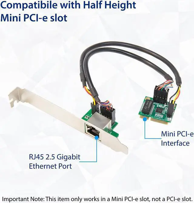 Alt view image 6 of 6 - IO CREST 2.5 Gigabit Ethernet Mini PCI-E Network Controller Card 10/100/1000/25000 Mbps RJ45 LAN Adapter Converter for Desktop PC,SI-MPE24073