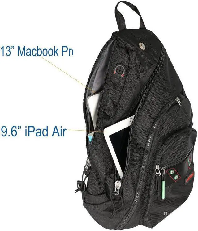 Alt view image 3 of 7 - Larswon Sling Backpack, Sling Bag Laptop, Crossbody Bag Men, Shoulder Bags Black