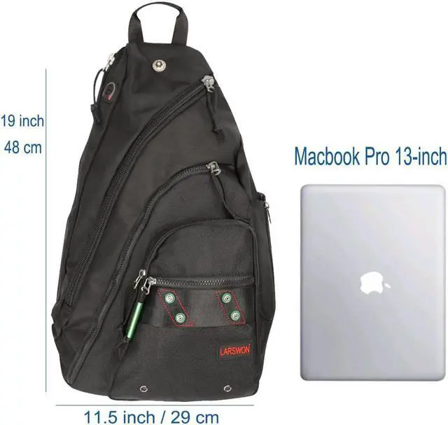 Alt view image 4 of 7 - Larswon Sling Backpack, Sling Bag Laptop, Crossbody Bag Men, Shoulder Bags Black