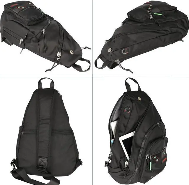Alt view image 7 of 7 - Larswon Sling Backpack, Sling Bag Laptop, Crossbody Bag Men, Shoulder Bags Black