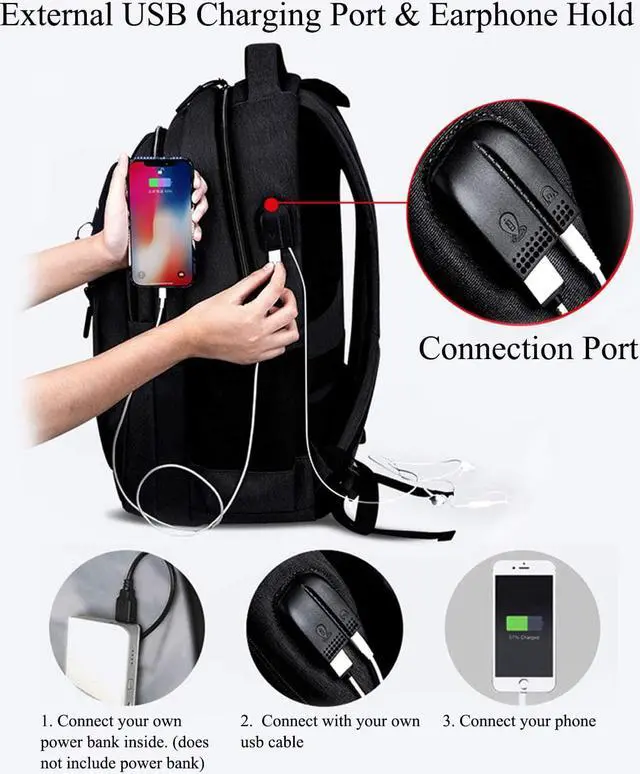 Alt view image 6 of 7 - Business Travel Laptop Backpack, Water Resistant College Computer Bag Gifts with USB Charging Port for Men & Women Fits 15.6 Inch Notebook (Black)