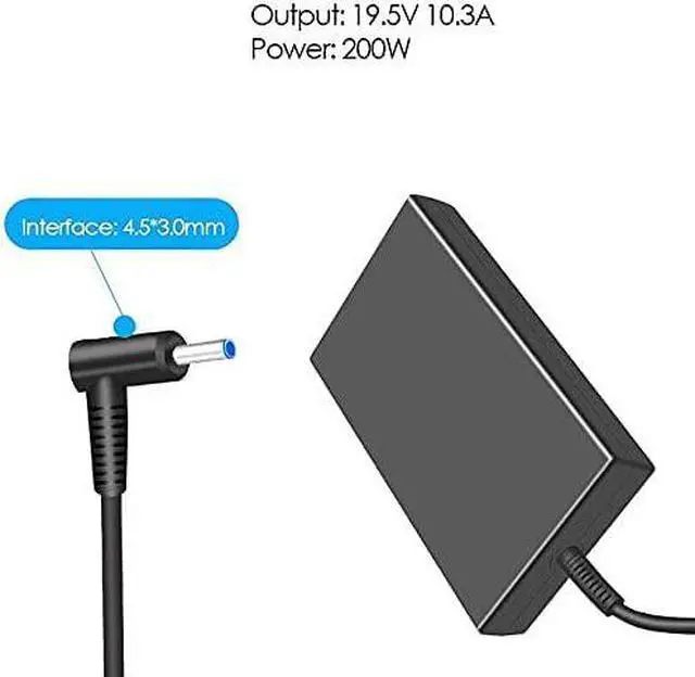 Alt view image 4 of 7 - Silm 19.5V 10.3A 200W AC Adapter for HP ZBook 17 G3 17 G4 HSTNN-CA16, HSTNN-DA24, ADP-200CB BA, 608431-001, 609945-001, 608431-002, 677764-002, 644698-003, 645154-001, Laptop Charger Supply Power Cord