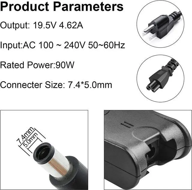 Alt view image 4 of 6 - AC Doctor INC 19.5V 4.62A 90W AC Adapter Charger Power Supply Cord for Dell PA10 P28F P39F P22T P10F P40F P72G P40G P63G P60F P62G P61G P28S P22S P15G P35G P37G P45G P44G P41F P49G P47G P46G 7.4x5.0mm